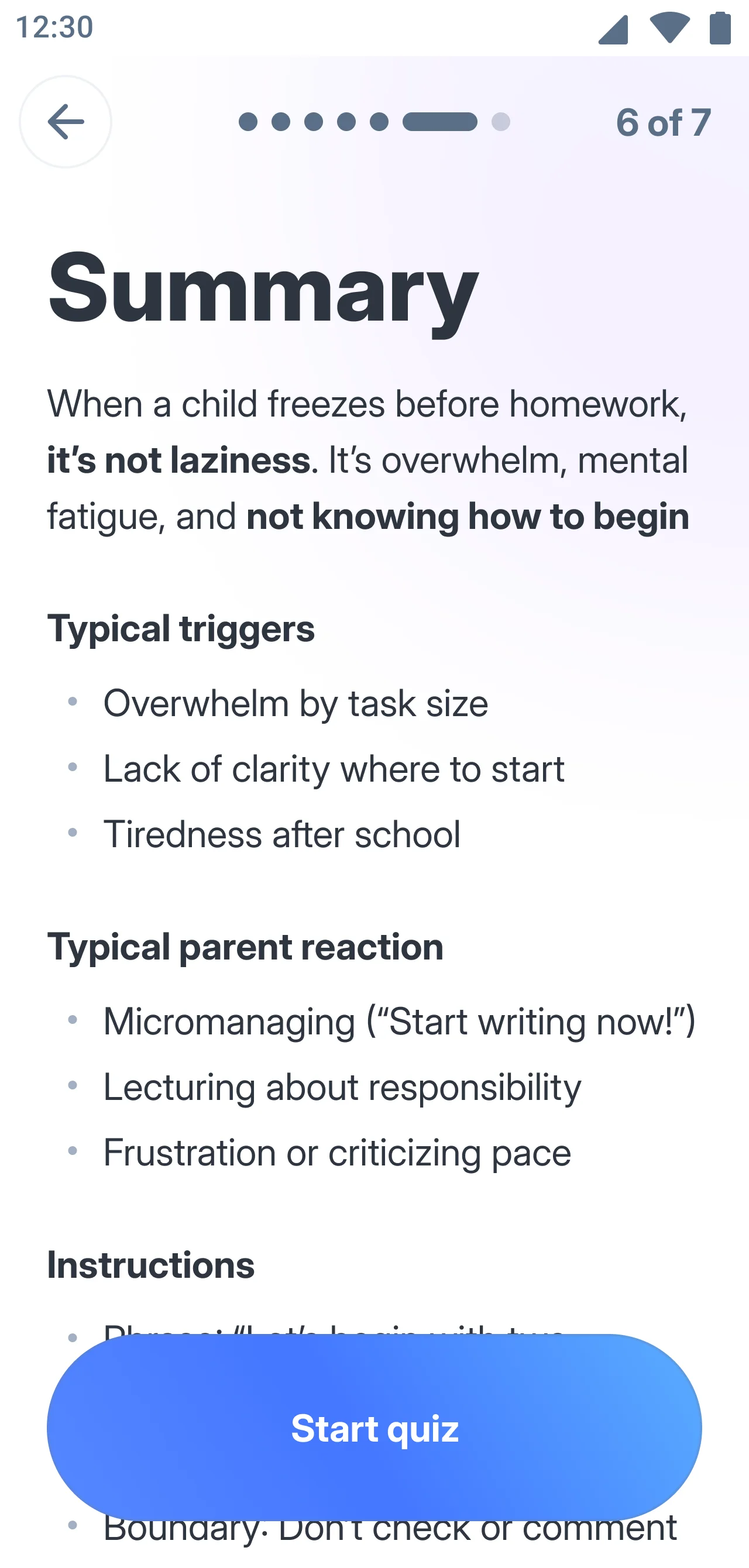 Learning summary